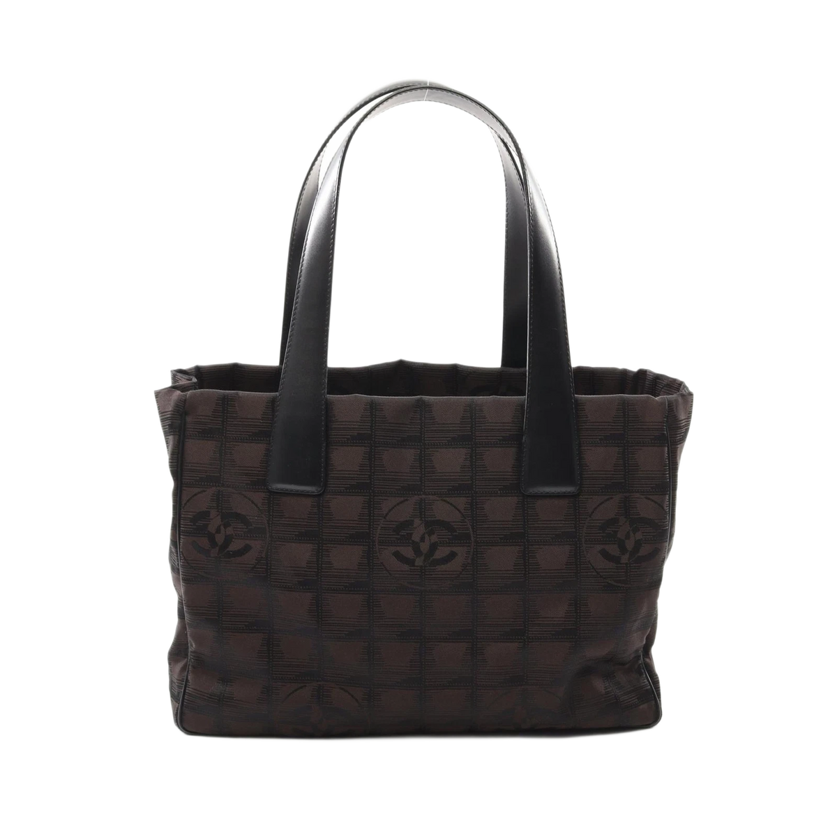 CHANEL New Travel Line PM Tote Shoulder Bag Leather Nylon Canvas