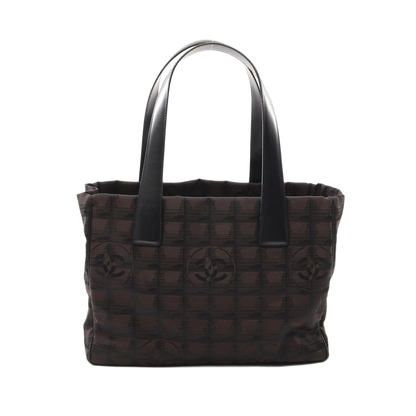 CHANEL New Travel Line PM Tote Shoulder Bag Leather Nylon Canvas