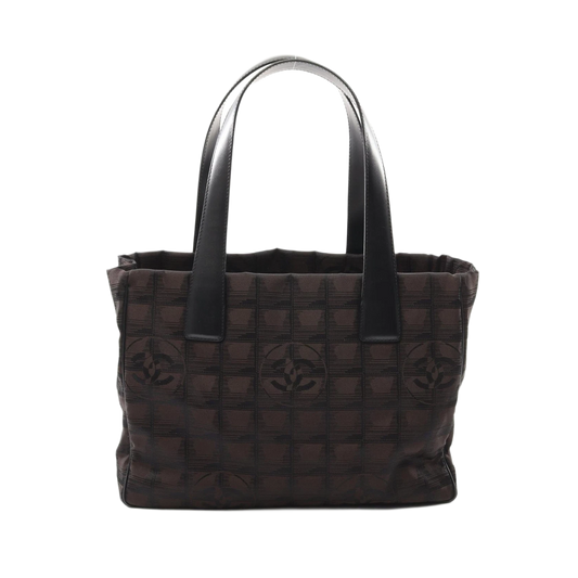 CHANEL New Travel Line PM Tote Shoulder Bag Leather Nylon Canvas