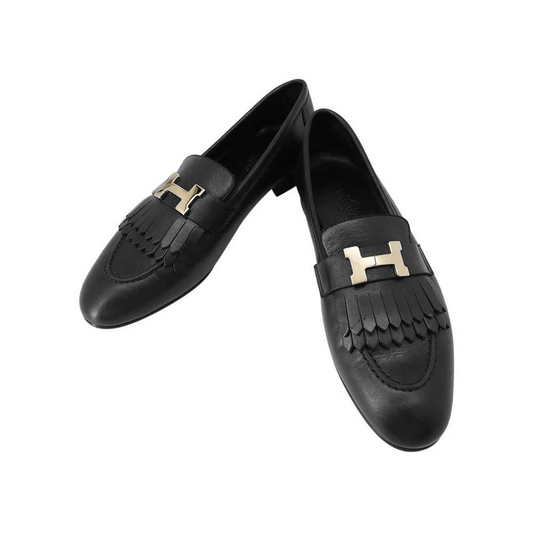 HERMES Mocassins Royale Size 37 Leather Black