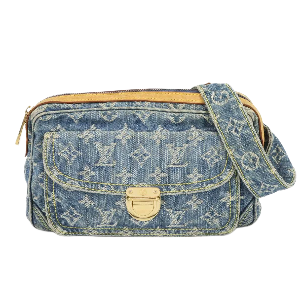 LOUIS VUITTON Monogram Denim Bum Bag Waist Pouch Canvas Blue