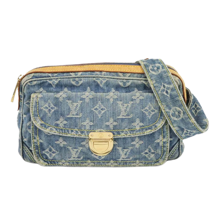 LOUIS VUITTON Monogram Denim Bum Bag Waist Pouch Canvas Blue