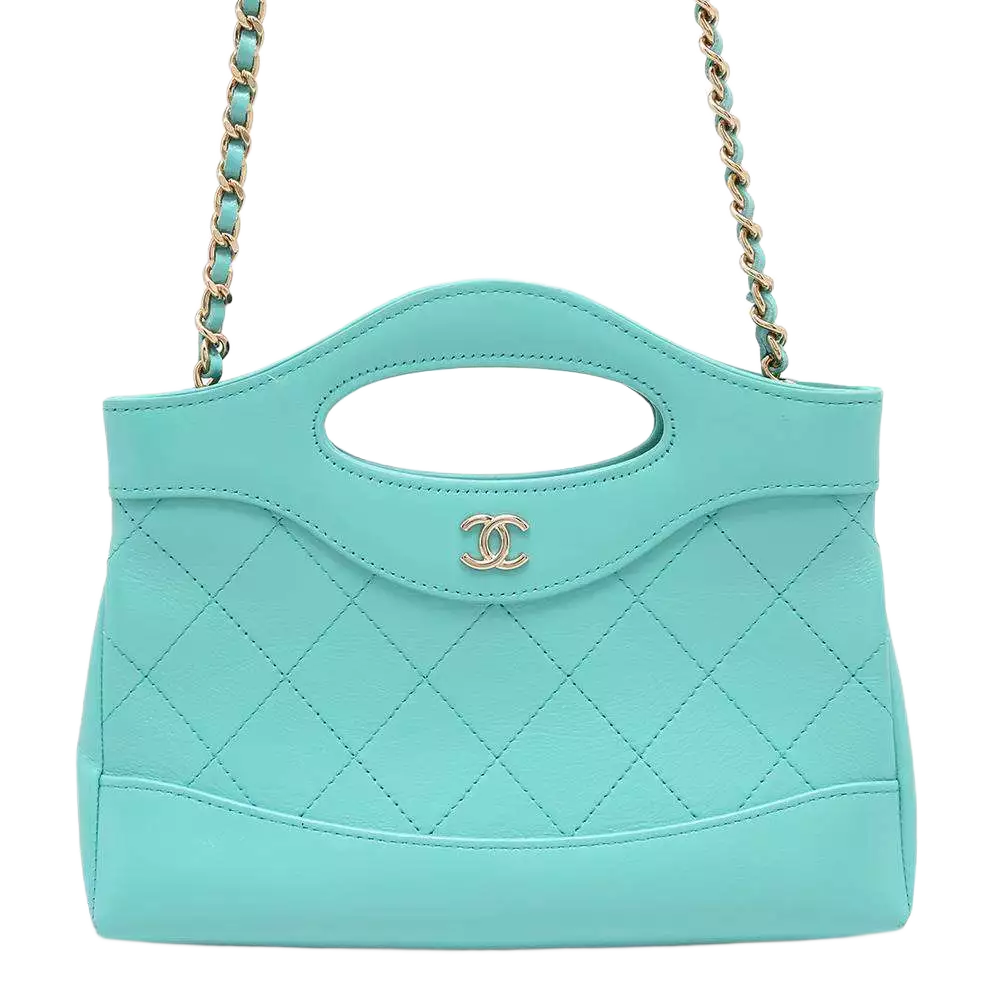 CHANEL CHANEL31 Mini Shopping Bag Calf Leather Turquise Blue