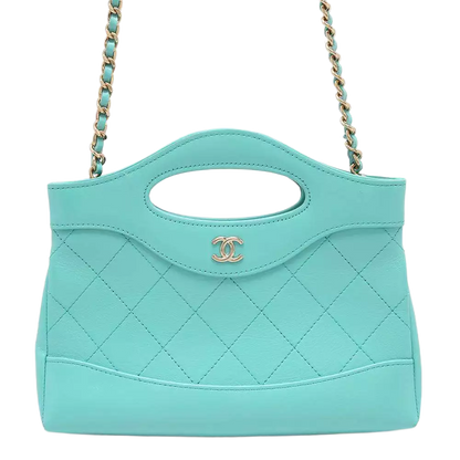 CHANEL CHANEL31 Mini Shopping Bag Calf Leather Turquise Blue