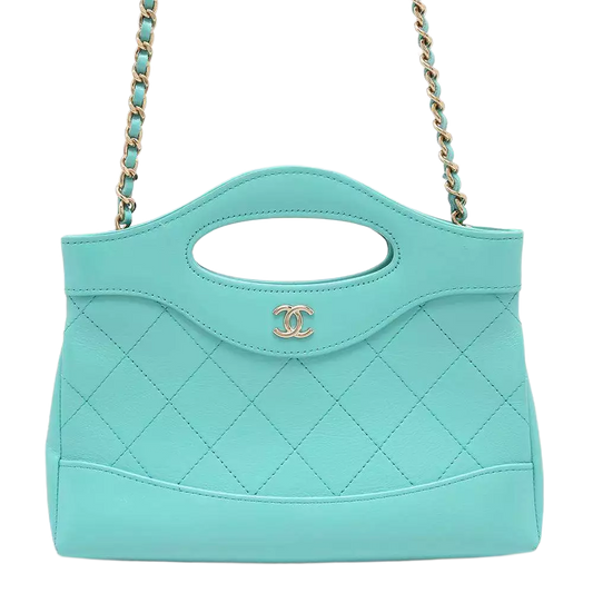 CHANEL CHANEL31 Mini Shopping Bag Calf Leather Turquise Blue