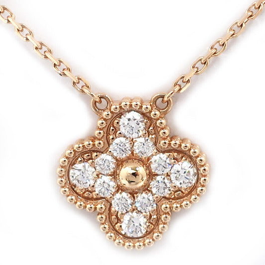 Van Cleef & Arpels VTG Alhambra Diamond Necklace in K18 Pink Gold