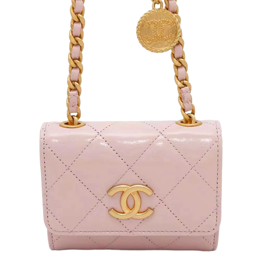 CHANEL Matelasse Chain wallet Leather Pink
