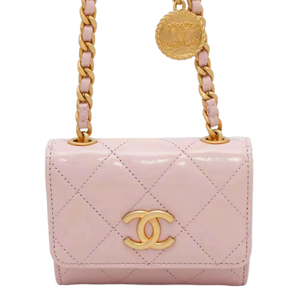 CHANEL Matelasse Chain wallet Leather Pink