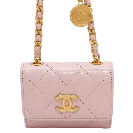 CHANEL Matelasse Chain wallet Leather Pink