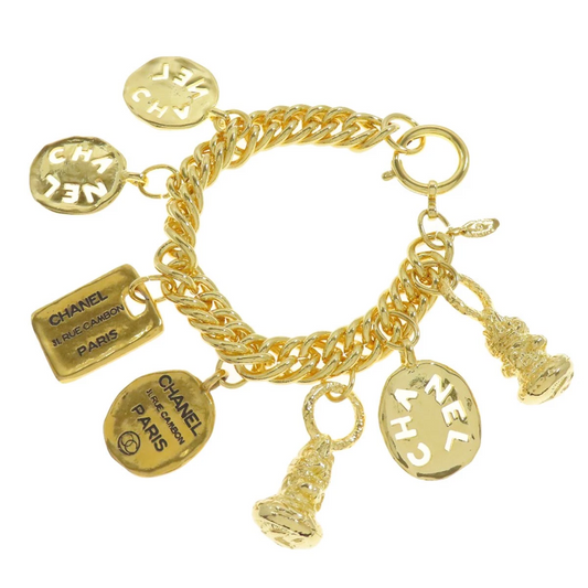 CHANEL Vintage with Logo Bracelet Metal Ladies
