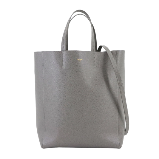 CELINE Small Vertical Cabas 2 way Tote Shoulder Bag Leather Grey