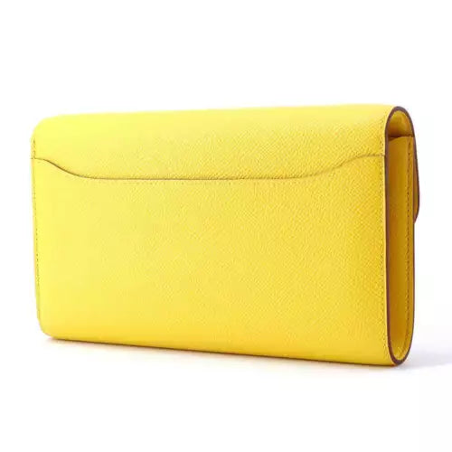 Authentic Hermes Constance to Go Wallet in Epsom Leather, Jaune de Naples