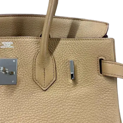 HERMES Birkin 30 Handbag In Tabak Camel Taurillon Clemence Leather