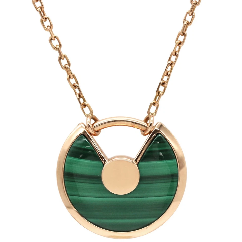 Cartier Amulette De Cartier XS Necklace Diamond Malachite 18k Rose Gold