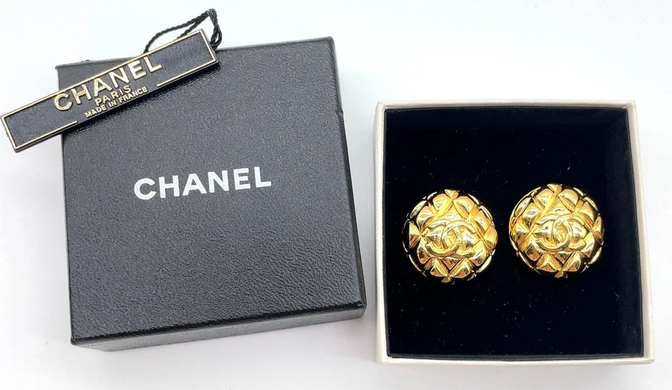 Chanel Matelassé “Melon Pan” Coco Mark Earrings