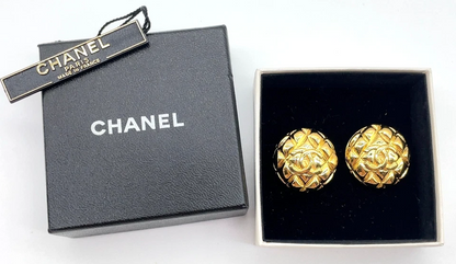 Chanel Matelassé “Melon Pan” Coco Mark Earrings