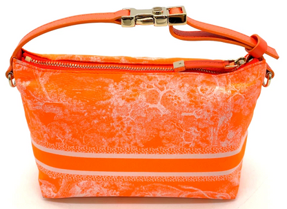 Christian Dior CD Logo Canvas Leather Orange Pouch