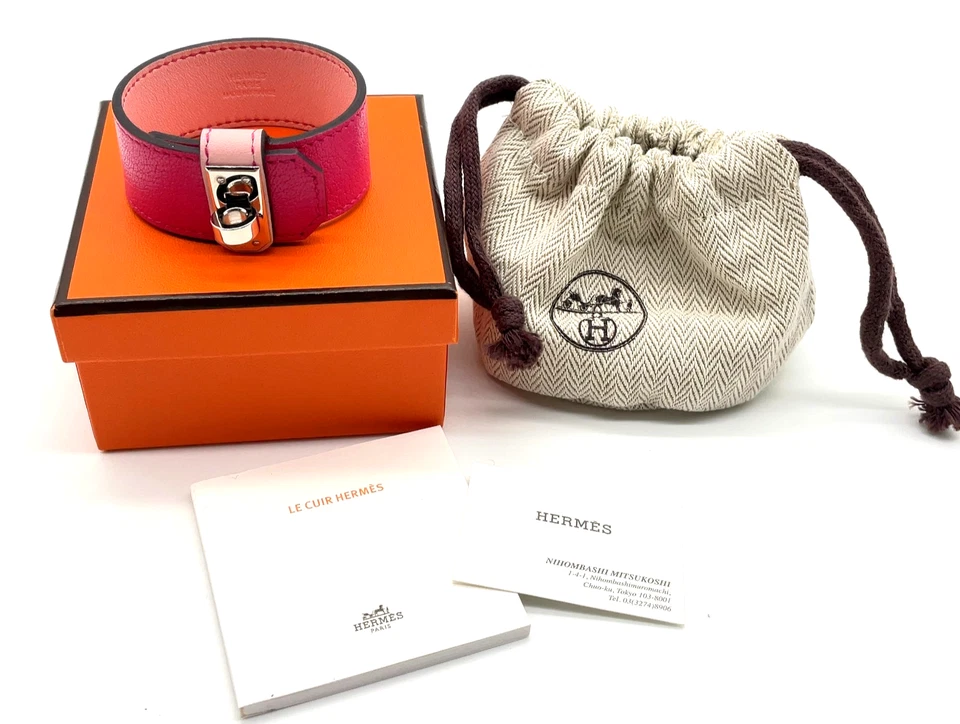 Hermès Kelly Twist GM Double Engraved Leather Bracelet in Pink