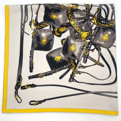 Hermès Carré 90 Brides Rebelles Scarf in Grey x Multicolor Silk