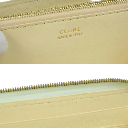 CELINE Logo Around Zipper Long Wallet – Light Green Leather