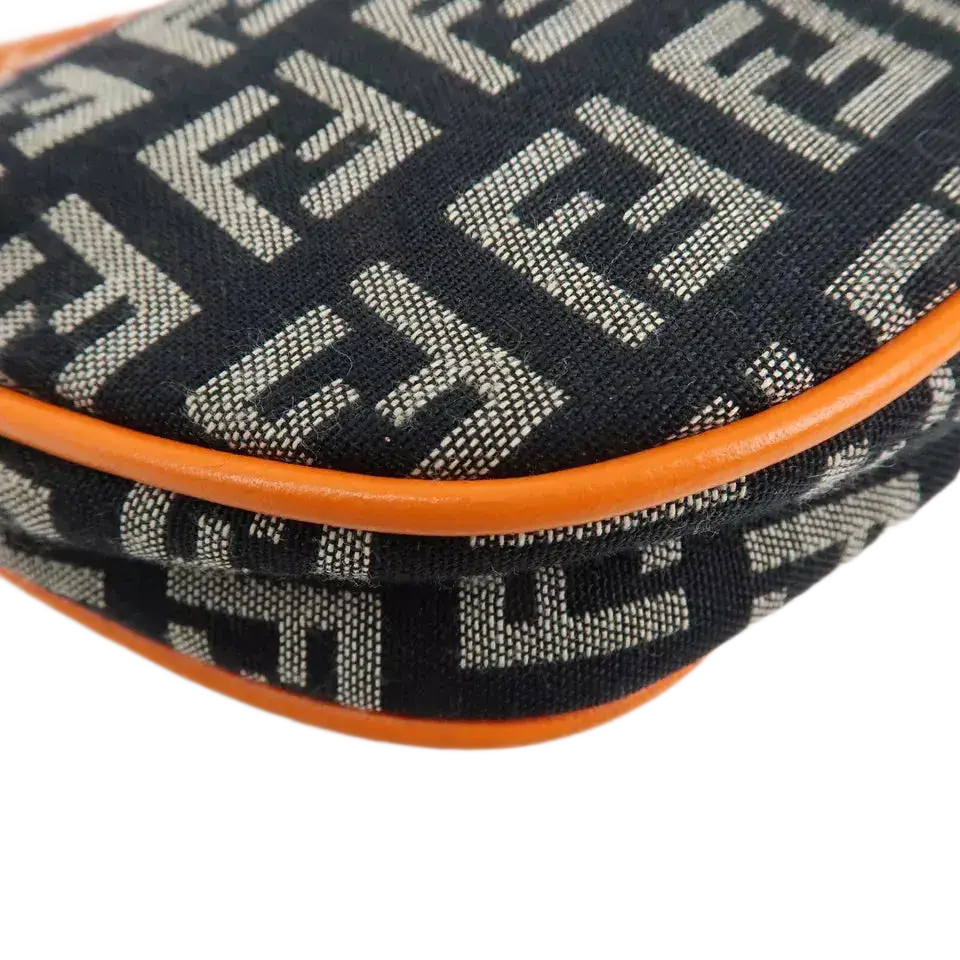 FENDI Zucchino Canvas Leather Shoulder Bag