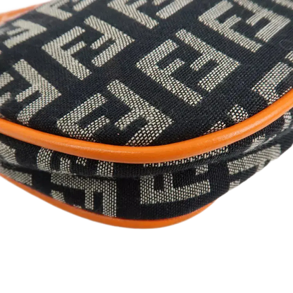 FENDI Zucchino Canvas Leather Shoulder Bag