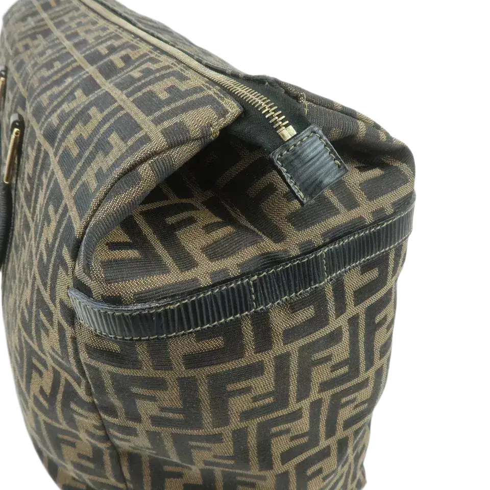 FENDI Zucca Canvas Leather Boston Bag