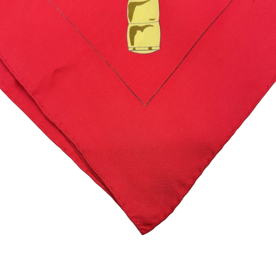 Hermes Carré 90 Eperon d'or Golden Spur Multicolor Silk Scarf