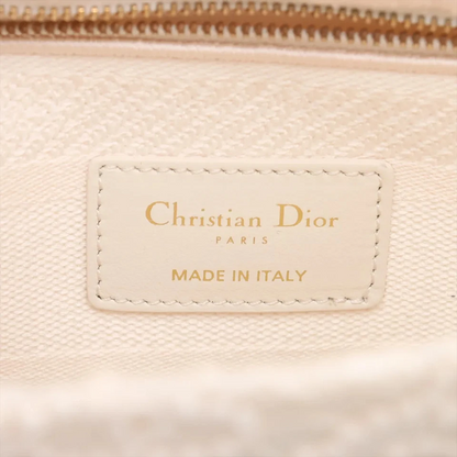 Christian Dior Lady Dee Light Medium Racing 2 Way Handbag White