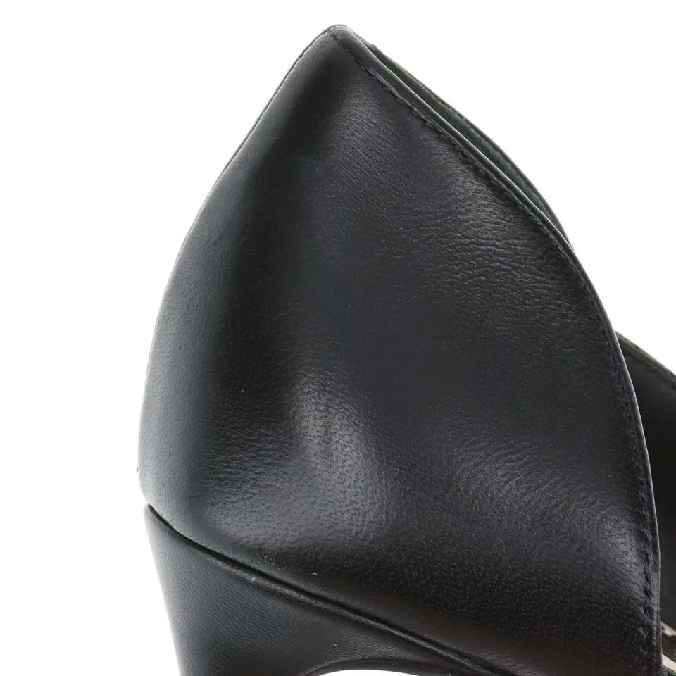 Chanel Coco Mark Leather Pumps 36 Ladies' Black×Gold