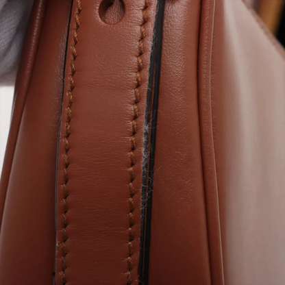 Prada Arke Leather 2 Way Shoulder Bag Brown