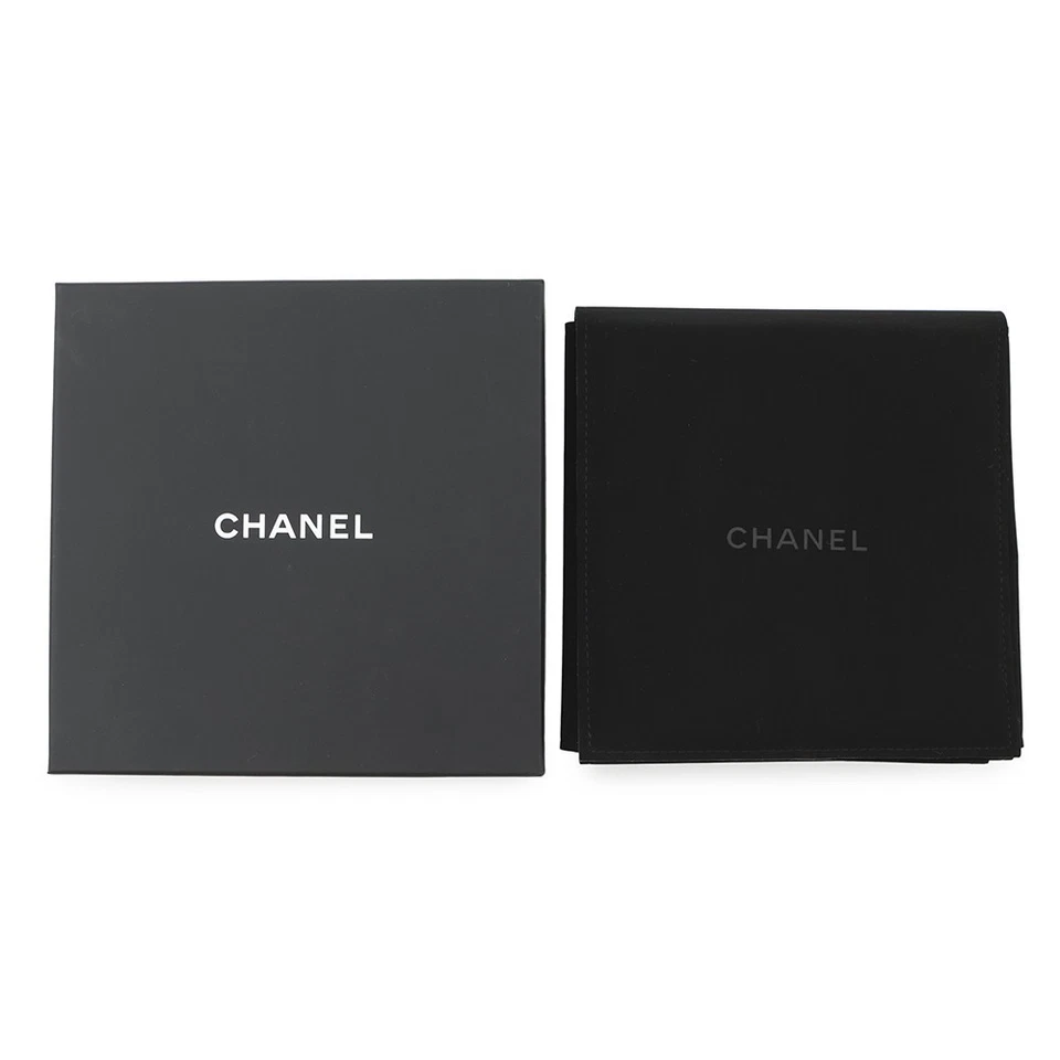 CHANEL CC Logo Mirror Necklace Lambskin Black