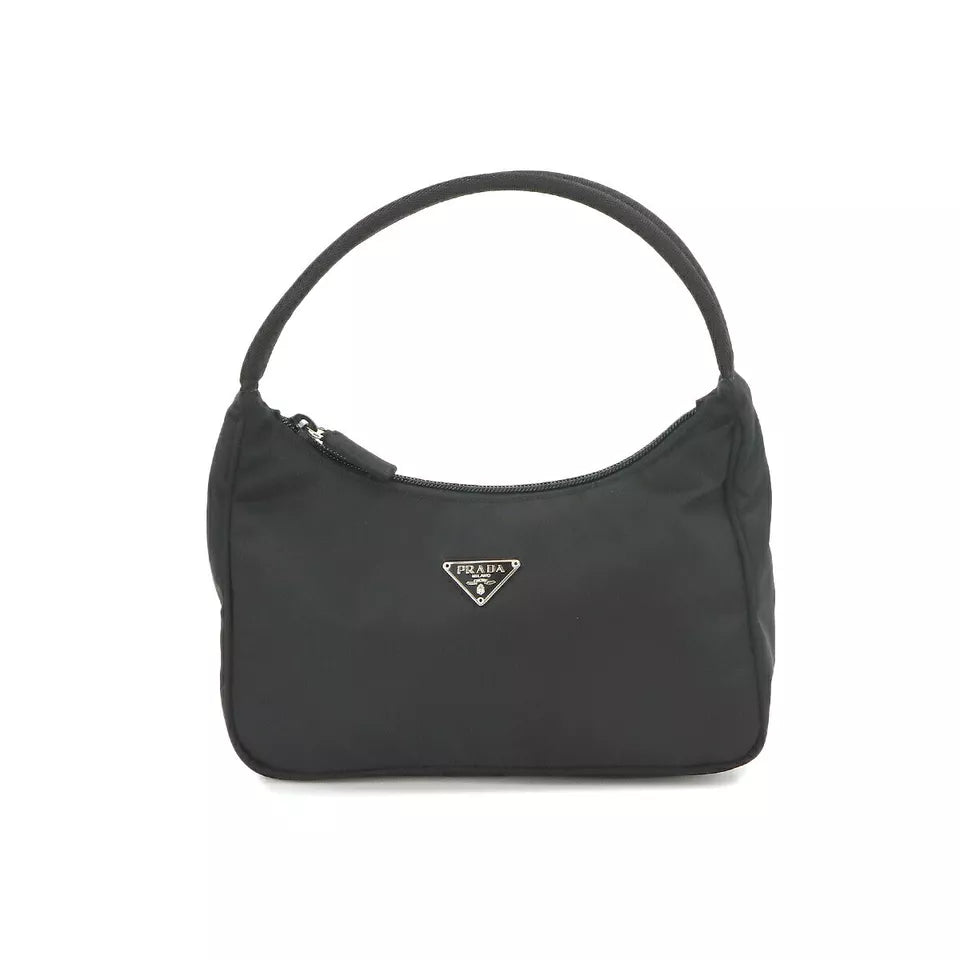 Auth PRADA Mini Nero Hand Bag In Nylon Black