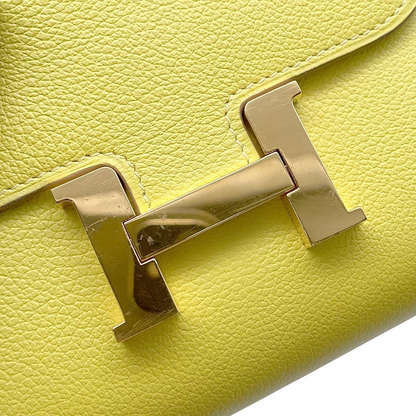 HERMES Constance Compact Evercolor Lime Wallet