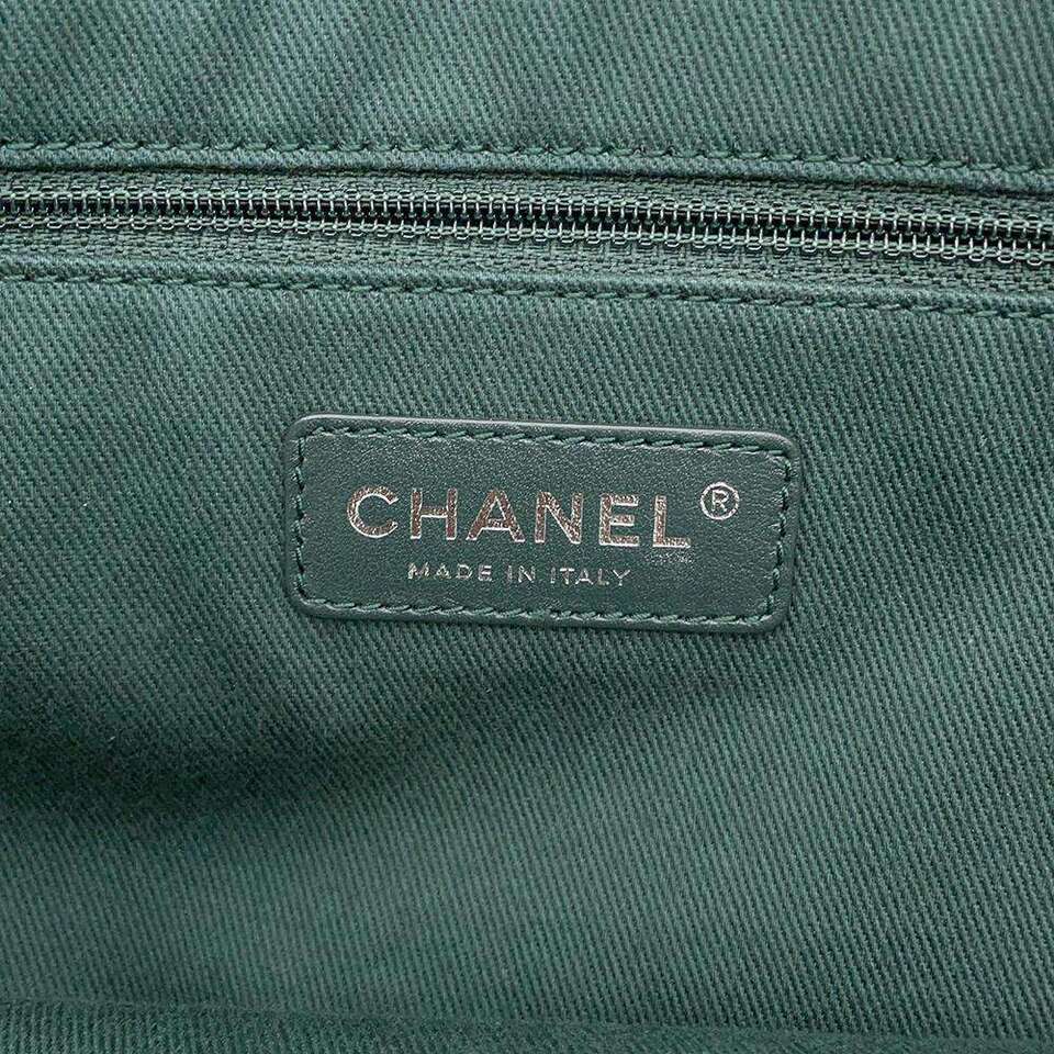 CHANEL Deauville 2WayTote Bag Mouton/Leather Green