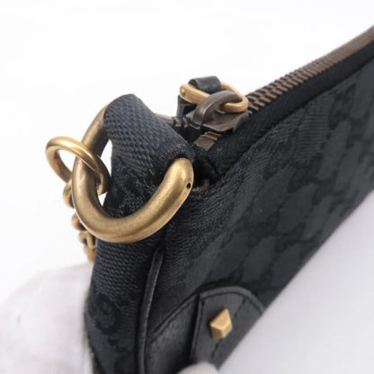 GUCCI Chain Hand Bag Pouch Black GG