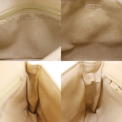 CHANEL Bum Bag Matelasse Beige Lambskin Used Belt Bag Leather