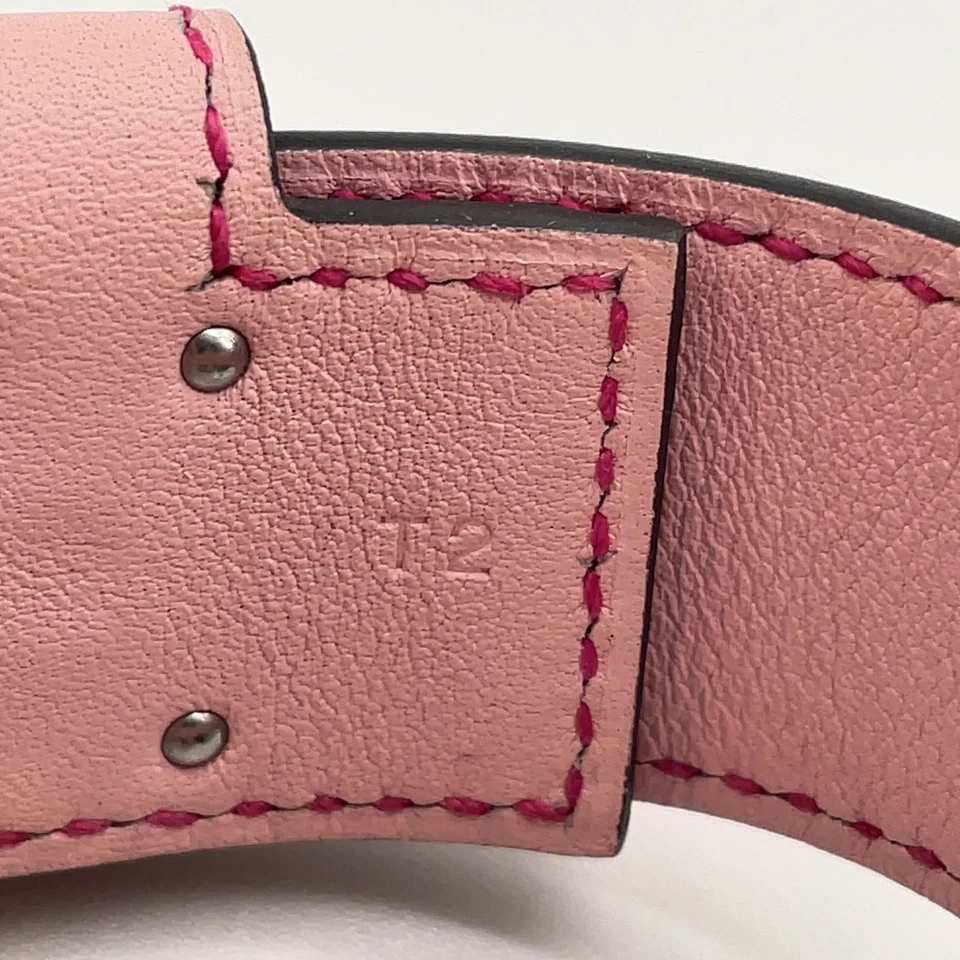 Hermès Kelly Twist GM Double Engraved Leather Bracelet in Pink