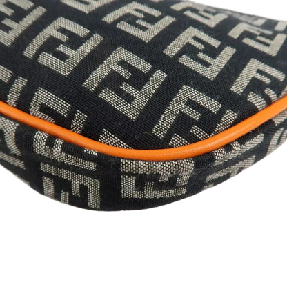 FENDI Zucchino Canvas Leather Shoulder Bag