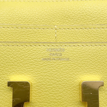 HERMES Constance Compact Evercolor Lime Wallet