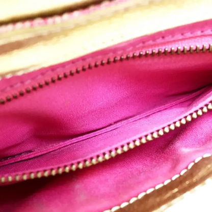 CELINE Logo Macadam Pattern Shoulder Bag – Pink Canvas/Leather