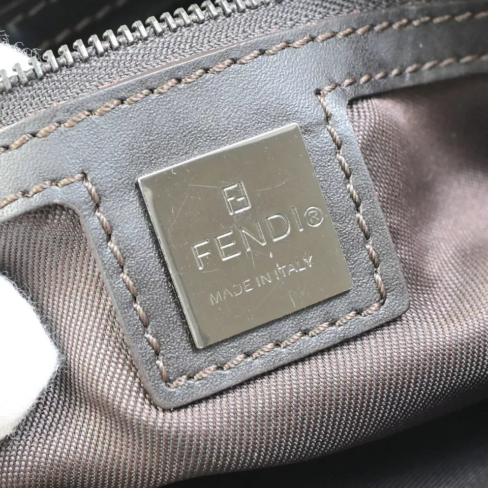 FENDI Logo Zucca Pattern Handbag – Brown Canvas/Leather