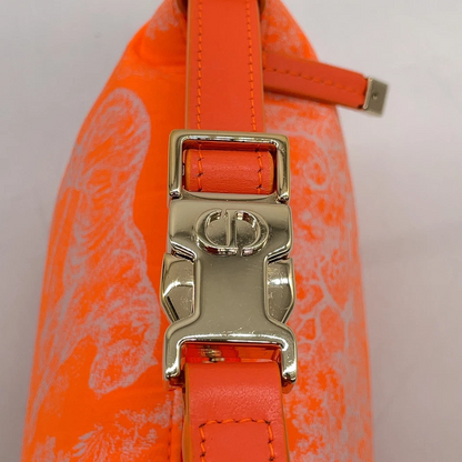 Christian Dior CD Logo Canvas Leather Orange Pouch
