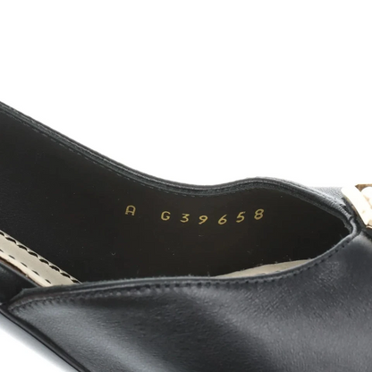 Chanel Coco Mark Leather Pumps 36 Ladies' Black×Gold