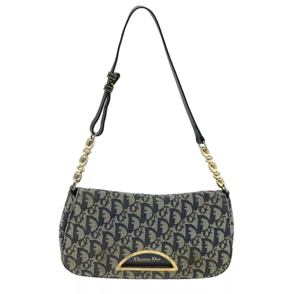 Christian Dior Trotter Canvas Maris Pearl Shoulder Bag – Navy