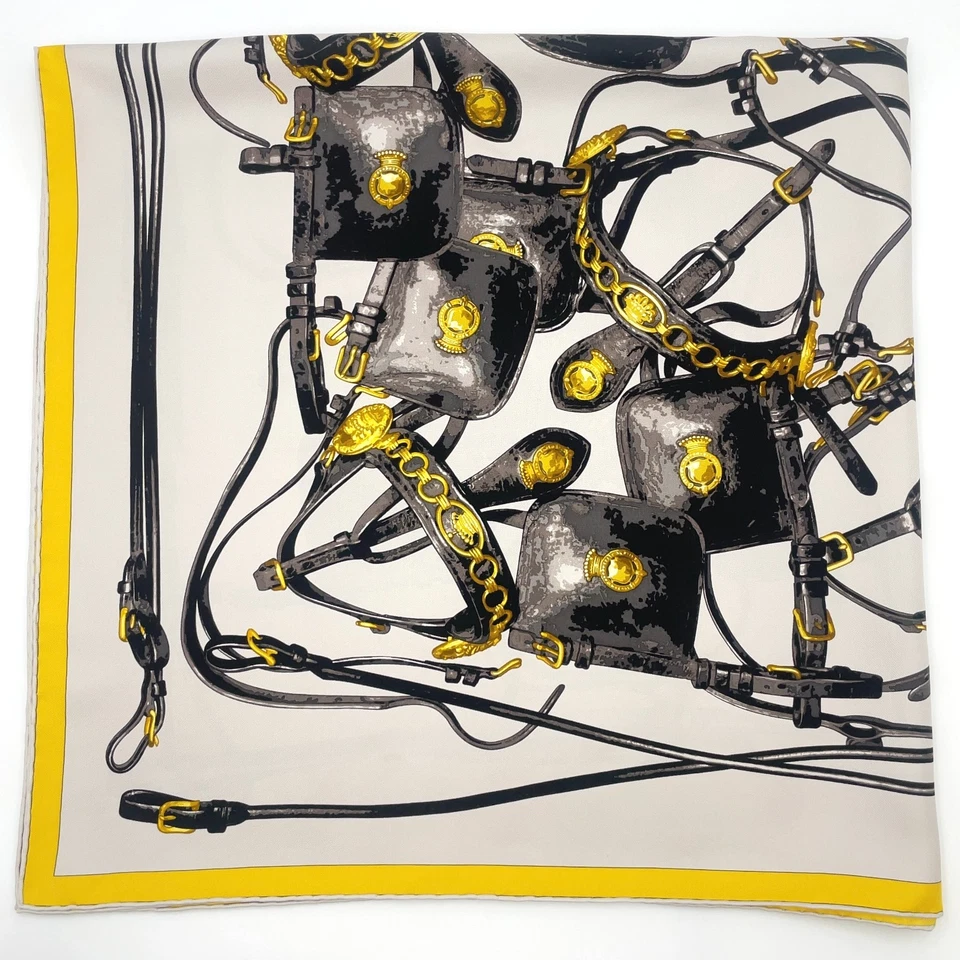 Hermès Carré 90 Brides Rebelles Scarf in Grey x Multicolor Silk