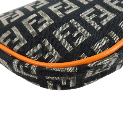 FENDI Zucchino Canvas Leather Shoulder Bag