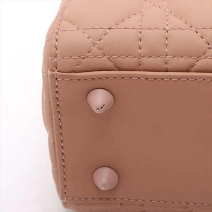 Christian Dior My Lady Dior Cannage Leather 2 Way Handbag Pink With Charms