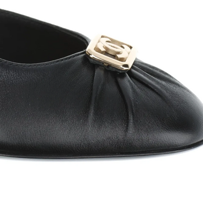Chanel Coco Mark Leather Pumps 36 Ladies' Black×Gold