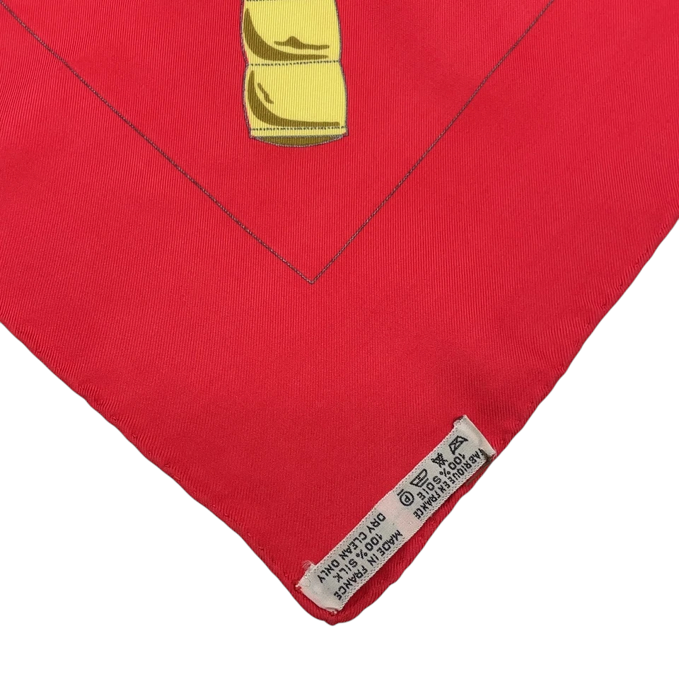 Hermes Carré 90 Eperon d'or Golden Spur Multicolor Silk Scarf